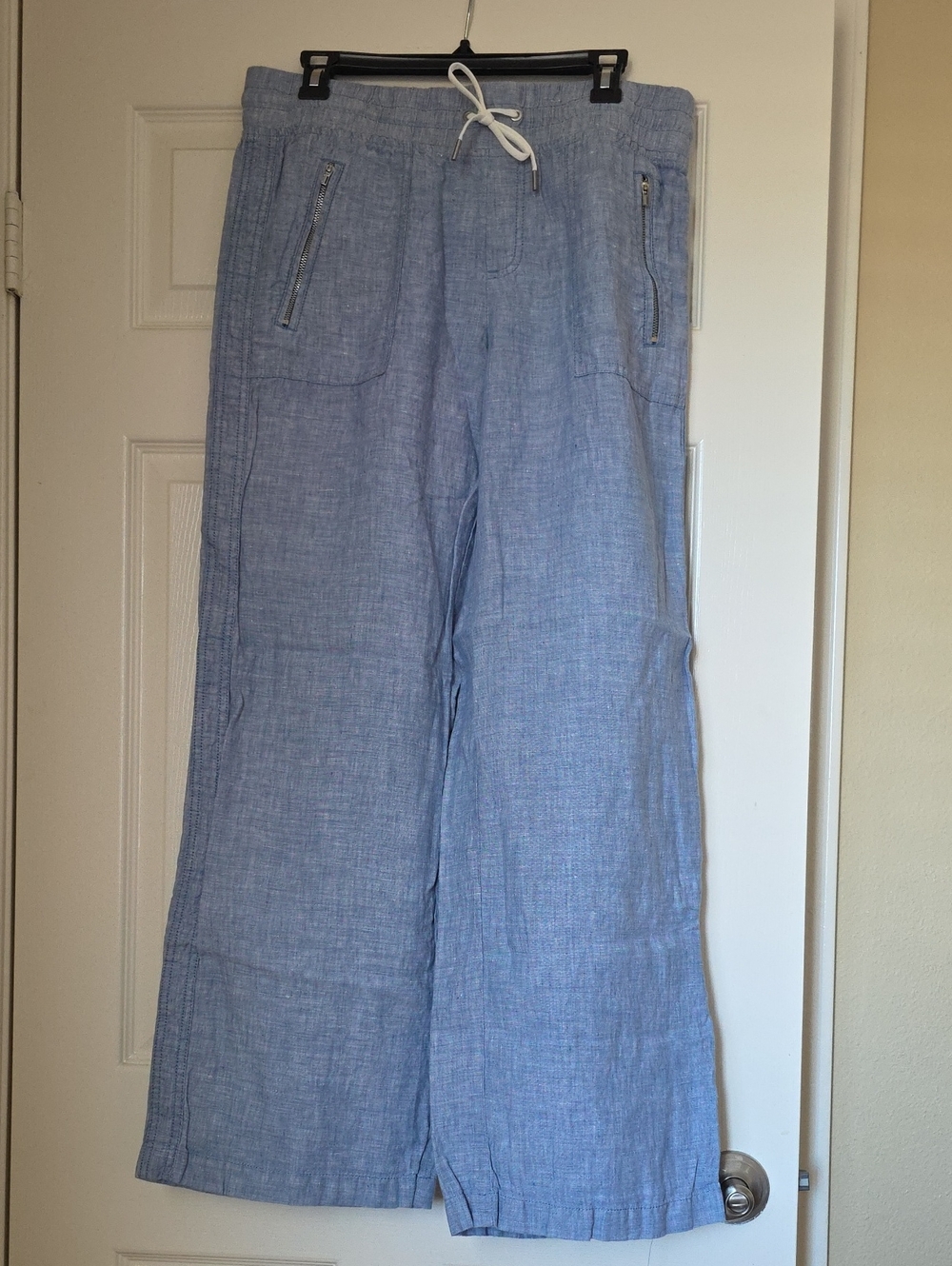 Athleta Cabo Linen Wide Leg Pant in Chambray Blue